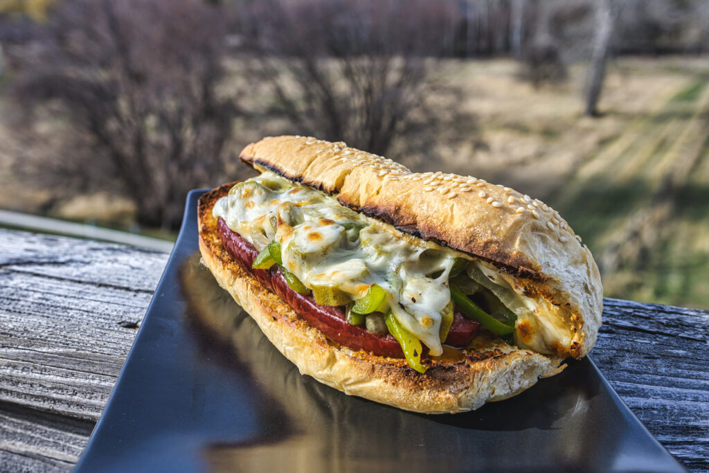 Philly Cheese-style Venison Hot Dog