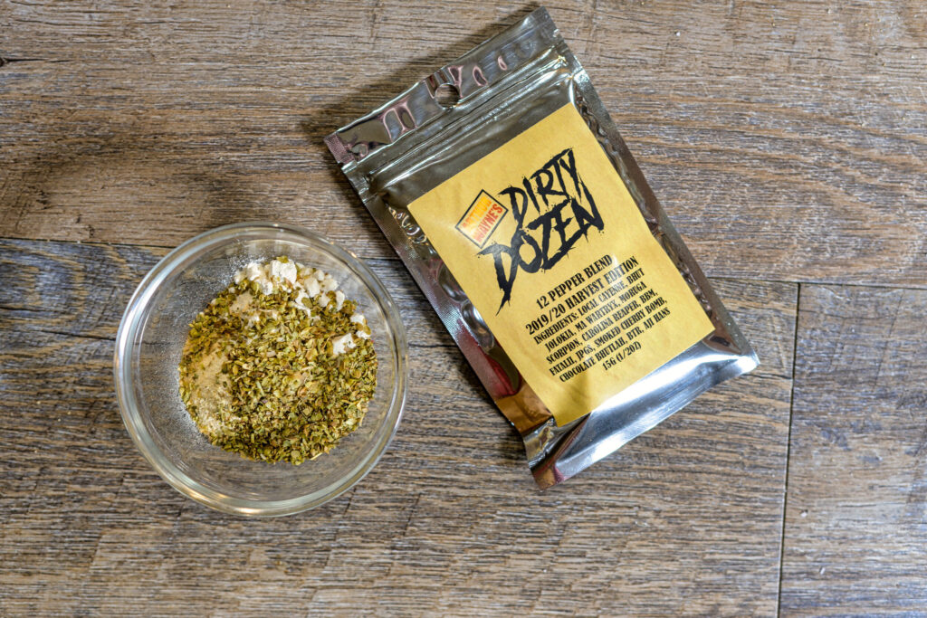 Creating the Creole-style seasoning with Arthur Wayne’s Dirty Dozen 12 Pepper Blend…bringing the heat