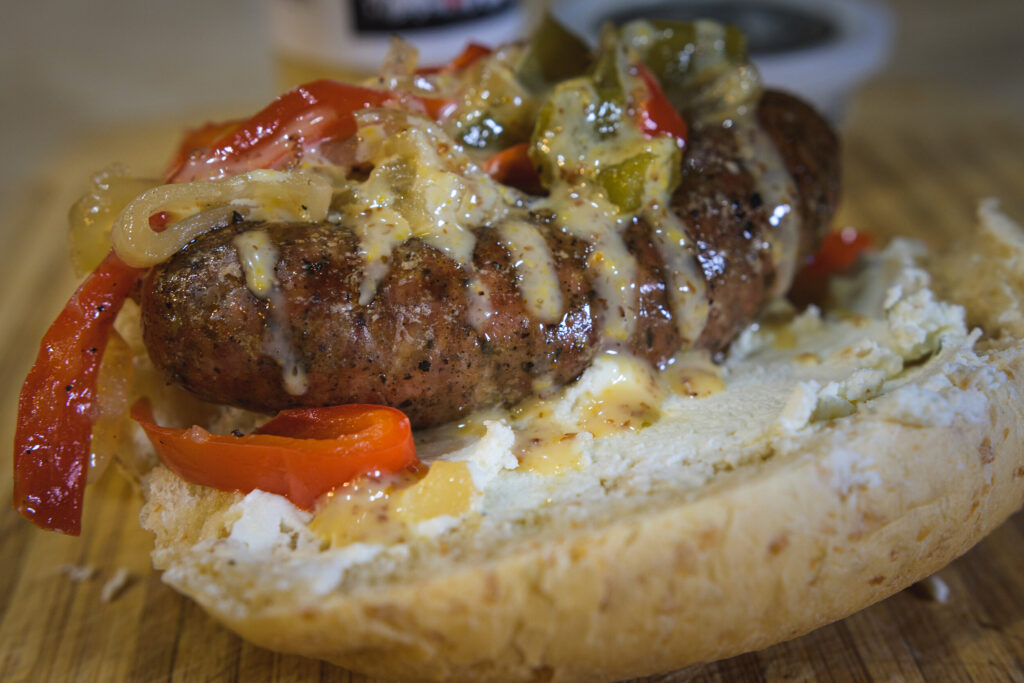 Sausage and Peppers Hoagie with Goat Cheese