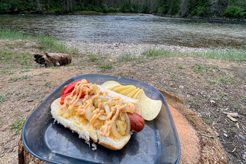 Tahitian Brats with onions and peppers