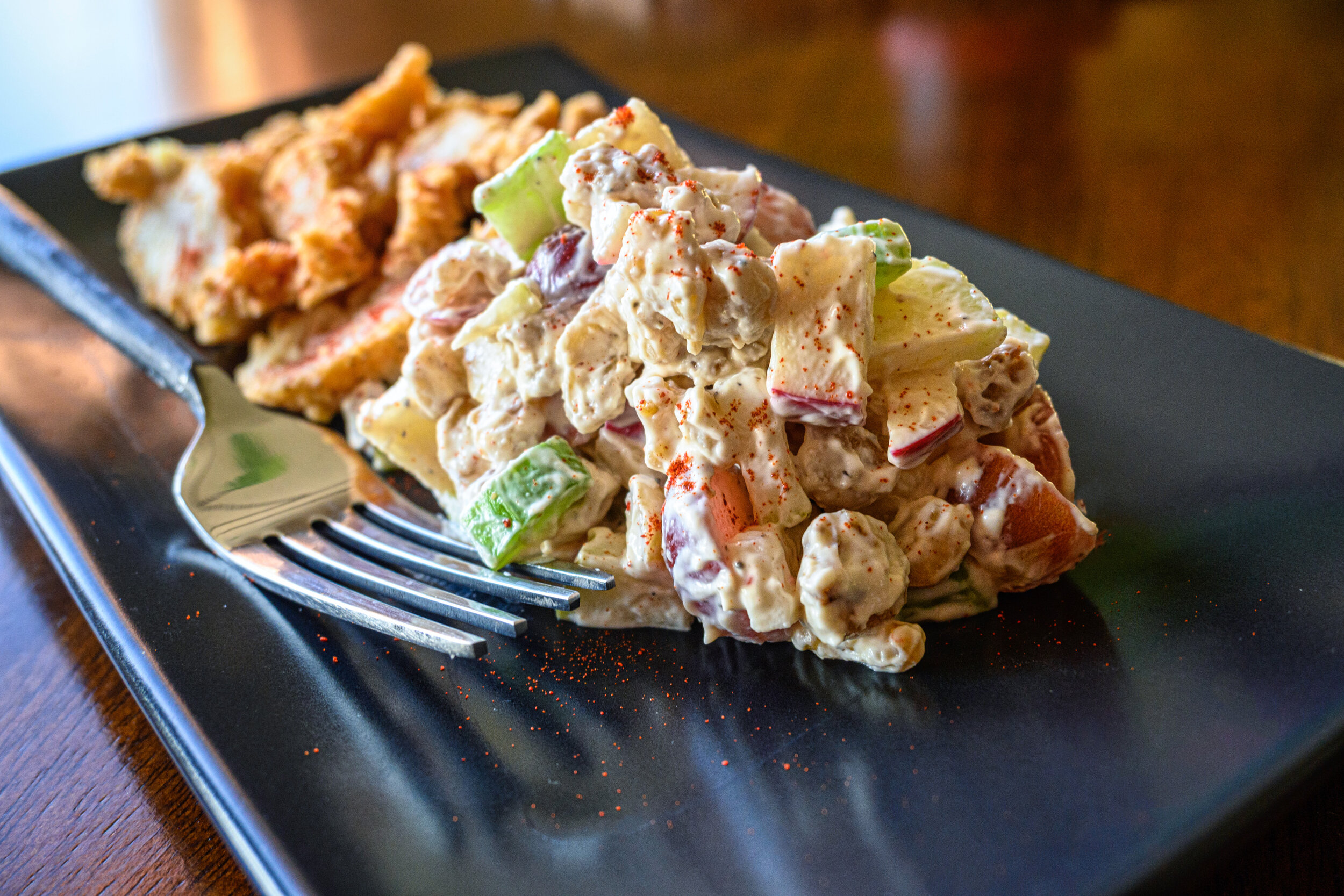 Waldorf Salad with crispy fried chicken